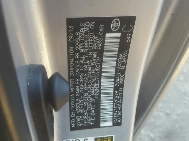 JTDZN3EU7E3300159 - 2014 TOYOTA PRIUS V SILVER photo 10