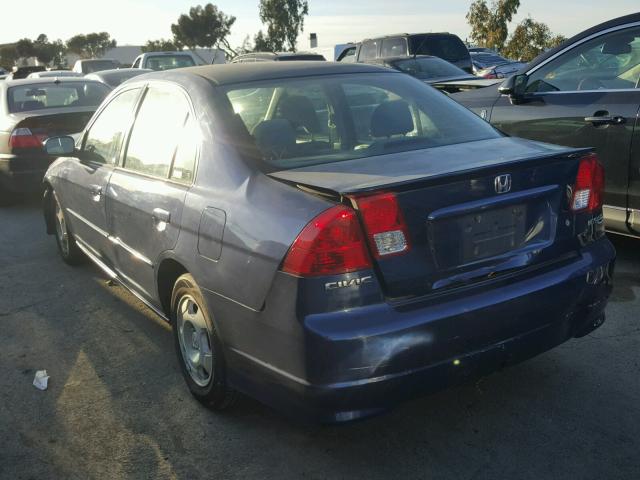 JHMES96615S009235 - 2005 HONDA CIVIC HYBR BLUE photo 3