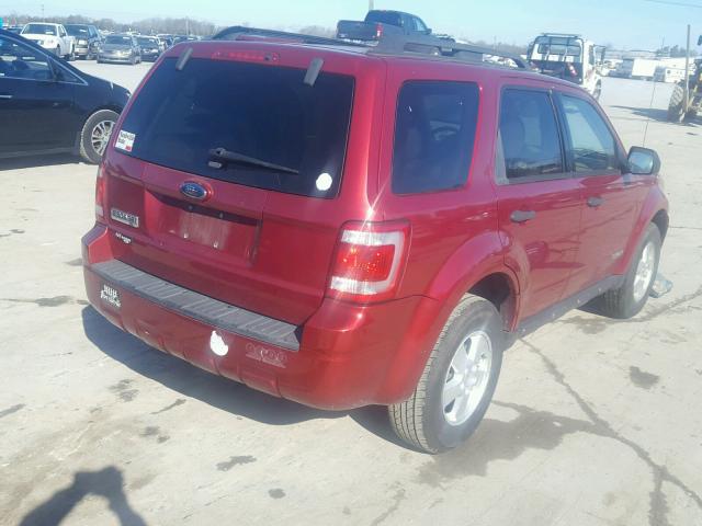 1FMCU03Z58KC91828 - 2008 FORD ESCAPE XLT RED photo 4