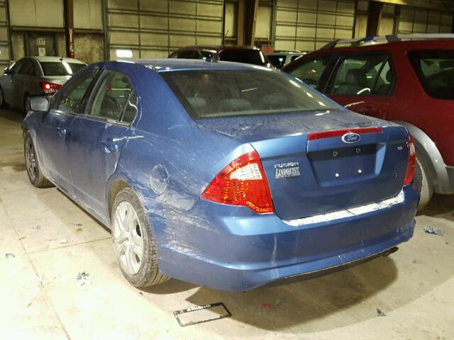 3FAHP0HA4AR400842 - 2010 FORD FUSION SE BLUE photo 3