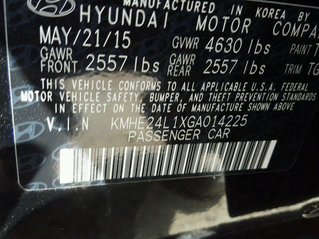 KMHE24L1XGA014225 - 2016 HYUNDAI SONATA HYB BLACK photo 10