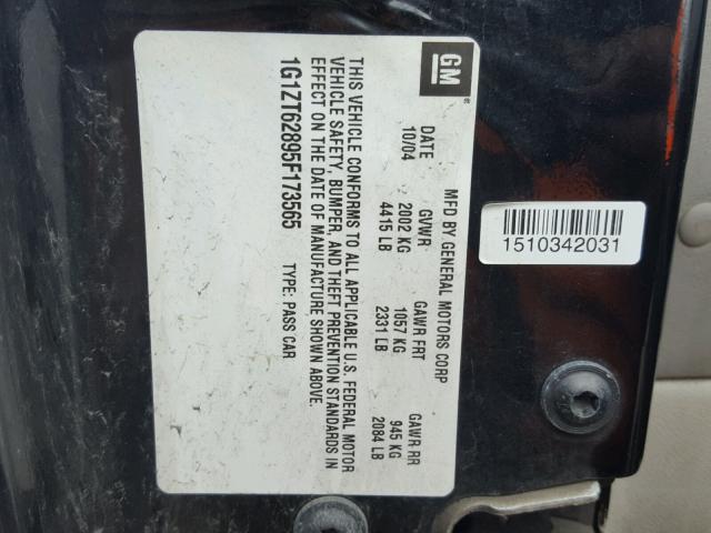 1G1ZT62895F173565 - 2005 CHEVROLET MALIBU MAX 黑色 照片 10