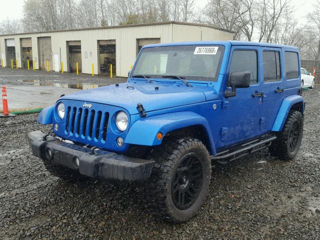 1C4BJWEG9EL309406 - 2014 JEEP WRANGLER U BLUE photo 2