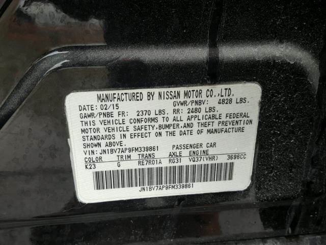 JN1BV7AP9FM339861 - 2015 INFINITI Q50 BASE Negro foto 10