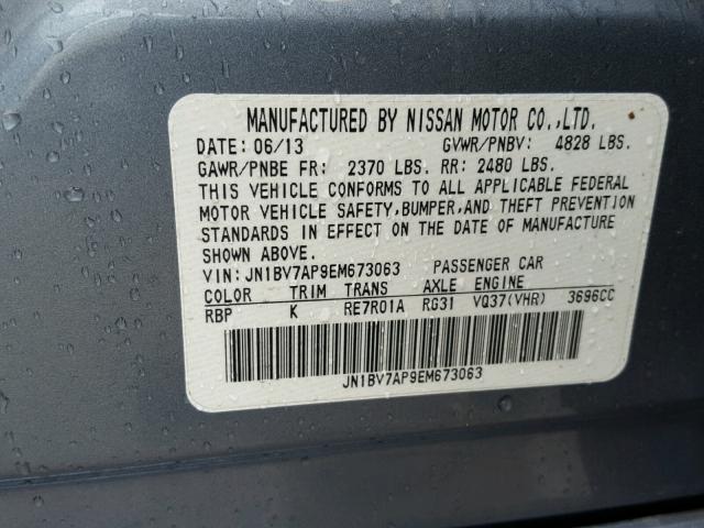 JN1BV7AP9EM673063 - 2014 INFINITI Q50 BASE BLUE photo 10