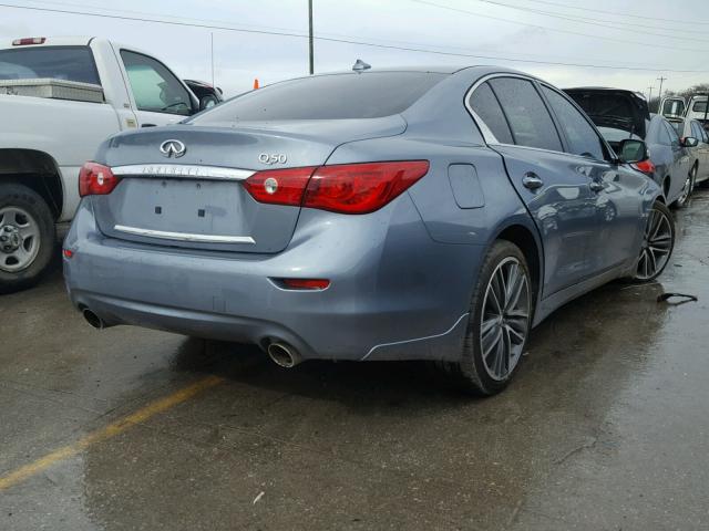 JN1BV7AP9EM673063 - 2014 INFINITI Q50 BASE BLUE photo 4