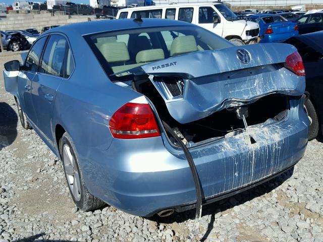 1VWBP7A38DC020763 - 2013 VOLKSWAGEN PASSAT SE BLUE photo 3