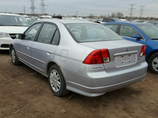 1HGES16545L029338 - 2005 HONDA CIVIC LX SILVER photo 3