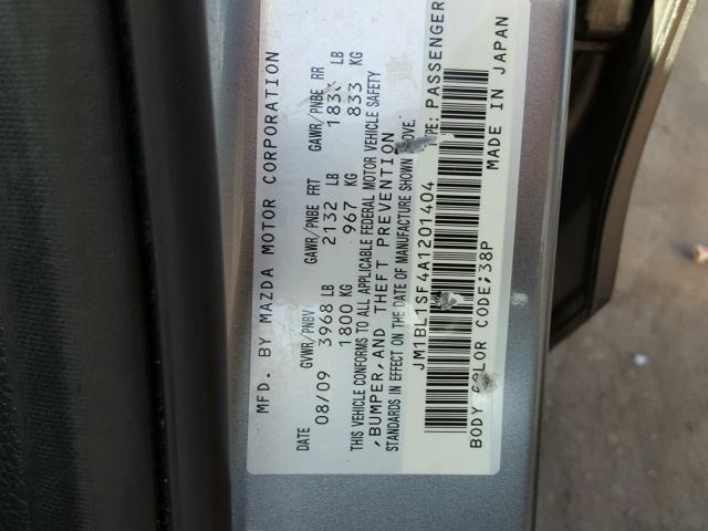 JM1BL1SF4A1201404 - 2010 MAZDA 3 I SILVER photo 10