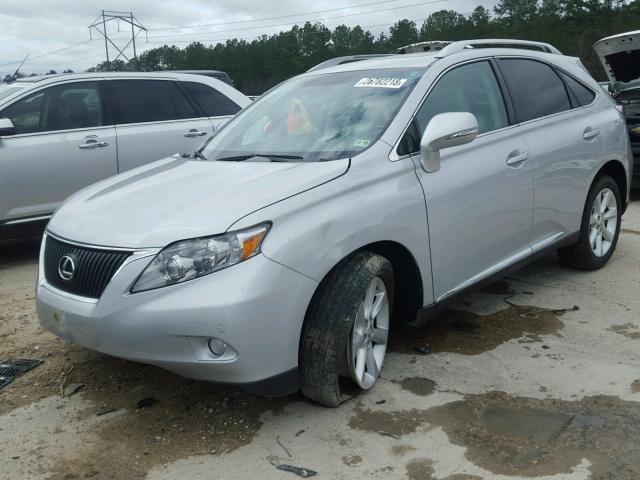 2T2ZK1BA5BC053682 - 2011 LEXUS RX 350 SILVER photo 2