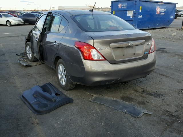 3N1CN7AP5CL836528 - 2012 NISSAN VERSA S CHARCOAL photo 3