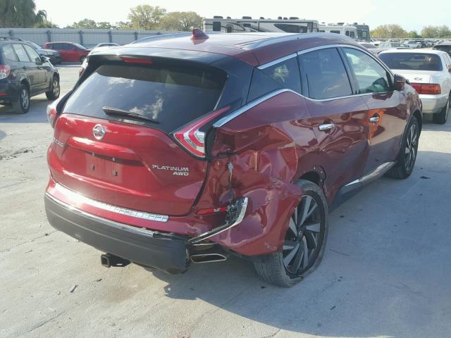 5N1AZ2MH1GN163559 - 2016 NISSAN MURANO S RED photo 4