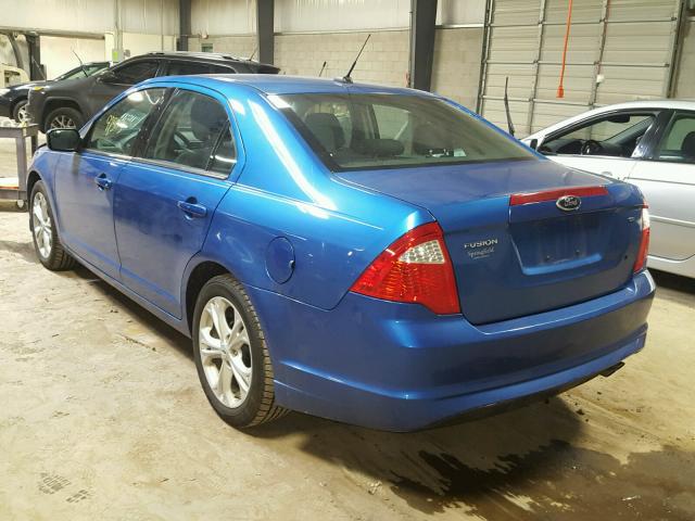 3FAHP0HA1CR426091 - 2012 FORD FUSION SE BLUE photo 3