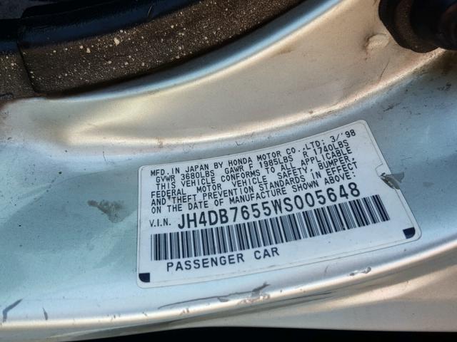 JH4DB7655WS005648 - 1998 ACURA INTEGRA LS GREEN photo 10