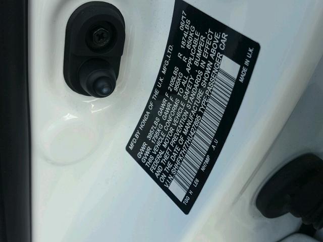 SHHFK7H77HU427895 - 2017 HONDA CIVIC EXL WHITE photo 10