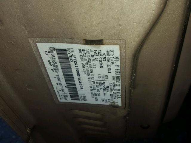 1FTCR10U8RTA36008 - 1994 FORD RANGER TAN photo 10