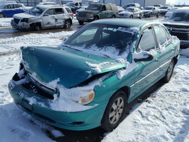 KNADC123116079793 - 2001 KIA RIO GREEN photo 2