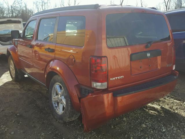 1D8GU28K68W120271 - 2008 DODGE NITRO SXT ORANGE photo 3