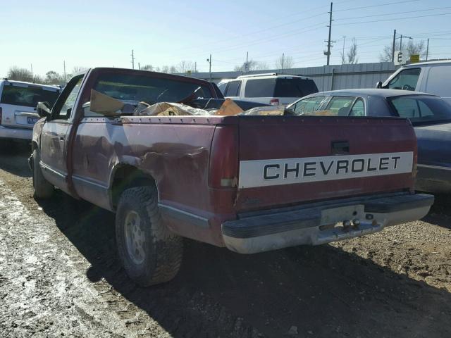 1GCEC14K3NE182334 - 1992 CHEVROLET GMT-400 C1 MAROON photo 3