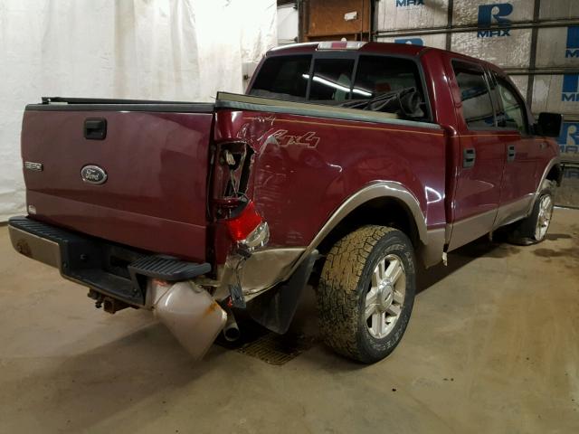 1FTPW14584KD06981 - 2004 FORD F150 SUPER BURGUNDY photo 4