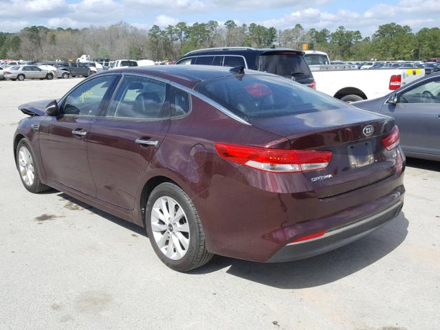 5XXGU4L31HG169955 - 2017 KIA OPTIMA EX BURGUNDY photo 3