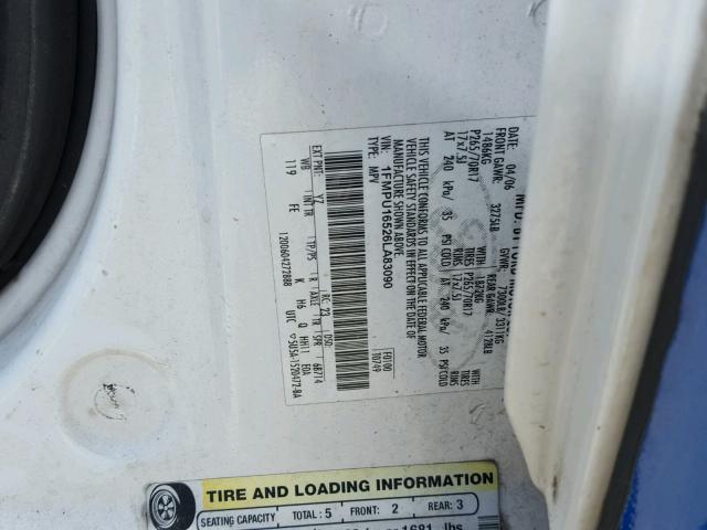 1FMPU16526LA83090 - 2006 FORD EXPEDITION WHITE photo 10