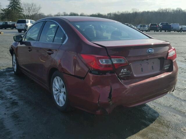 4S3BNAB63H3062360 - 2017 SUBARU LEGACY 2.5 BURGUNDY photo 3