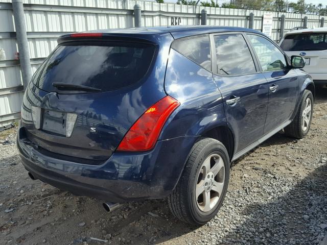 JN8AZ08T05W304446 - 2005 NISSAN MURANO SL BLUE photo 4