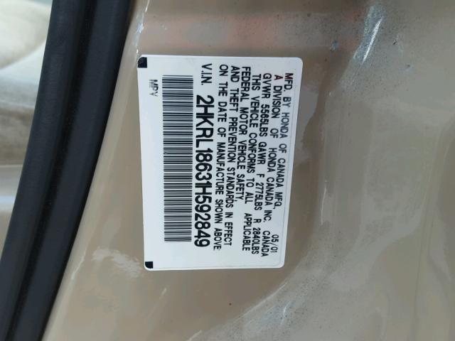 2HKRL18631H592849 - 2001 HONDA ODYSSEY EX BLACK photo 10