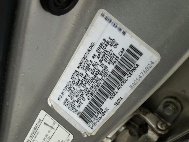 4T1BE32K93U723557 - 2003 TOYOTA CAMRY LE SILVER photo 10