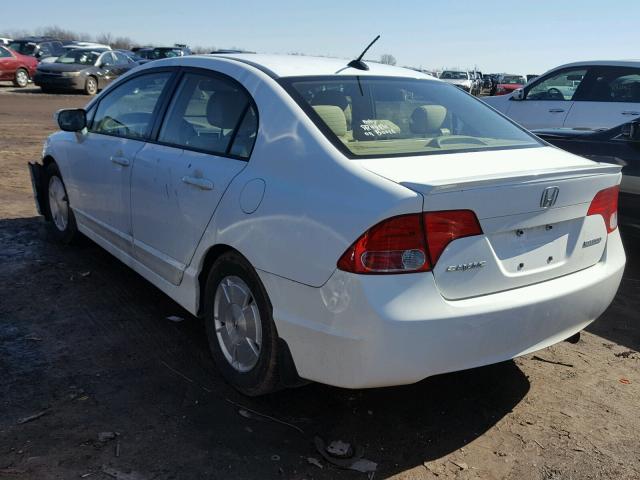 JHMFA362X8S023740 - 2008 HONDA CIVIC HYBR WHITE photo 3