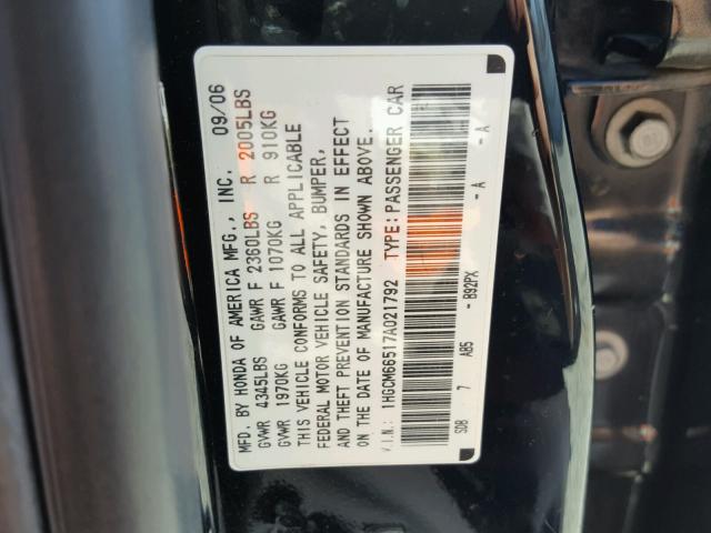 1HGCM66517A021792 - 2007 HONDA ACCORD EX BLUE photo 10