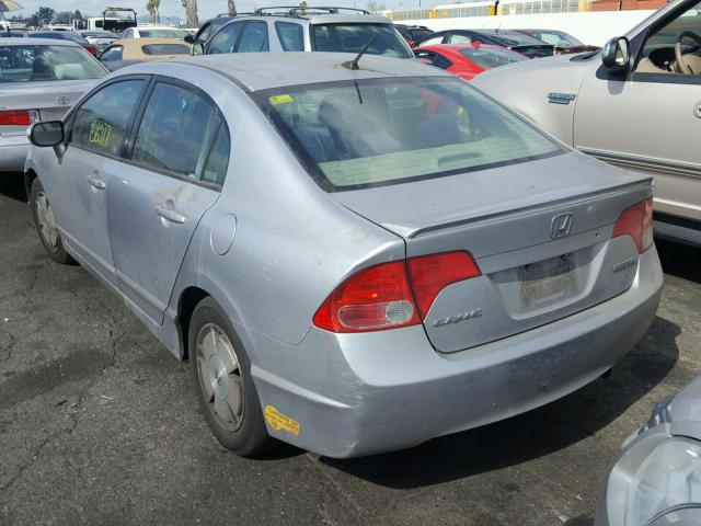 JHMFA36207S002040 - 2007 HONDA CIVIC HYBR SILVER photo 3