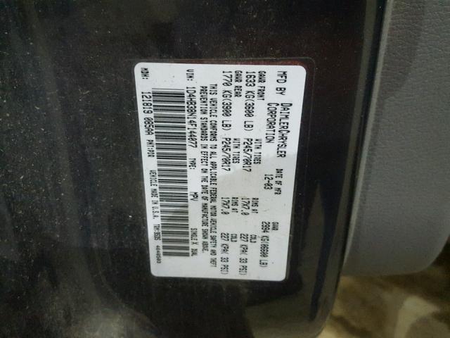 1D4HB38N14F144077 - 2004 DODGE DURANGO ST GRAY photo 10