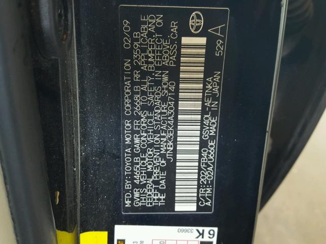 JTNBK3EK4A3047140 - 2010 TOYOTA CAMRY SE BLACK photo 10