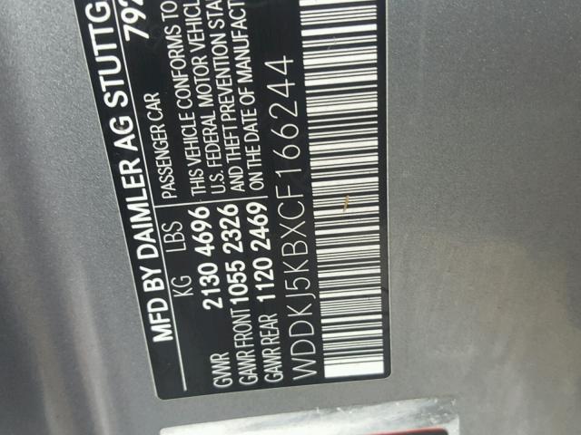 WDDKJ5KBXCF166244 - 2012 MERCEDES-BENZ E 350 SILVER photo 10