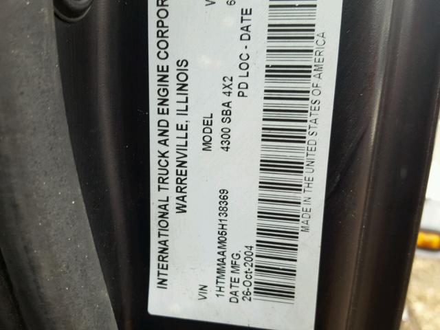 1HTMMAAM05H138369 - 2005 INTERNATIONAL 4000 4300 BLACK photo 10