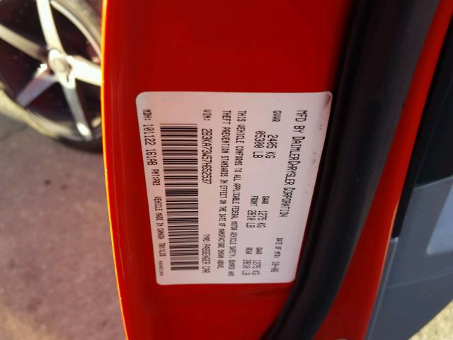 2B3KA73W57H652537 - 2007 DODGE CHARGER SR RED photo 10