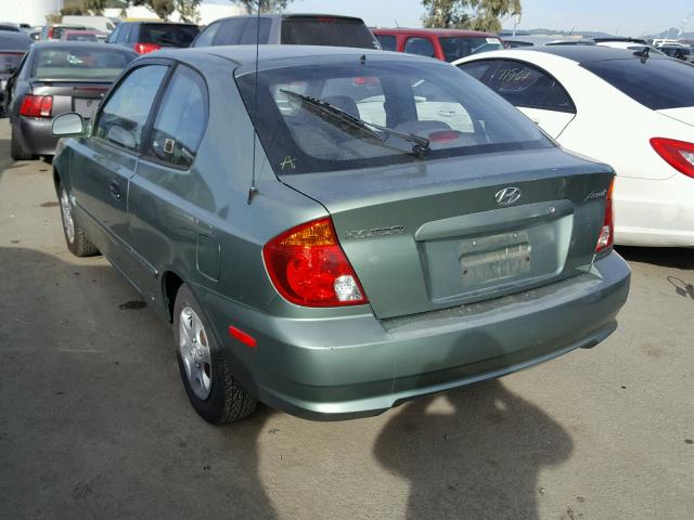 KMHCG35C23U270305 - 2003 HYUNDAI ACCENT GL GREEN photo 3