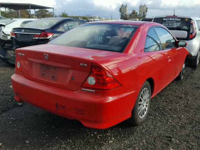 1HGEM22985L053215 - 2005 HONDA CIVIC EX RED photo 4