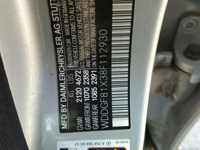 WDDGF81X38F112930 - 2008 MERCEDES-BENZ C 300 4MAT SILVER photo 10