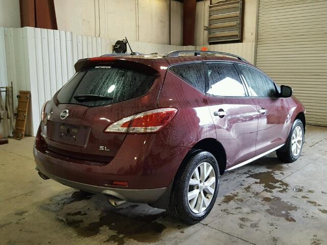 JN8AZ1MU7BW063274 - 2011 NISSAN MURANO S MAROON photo 4