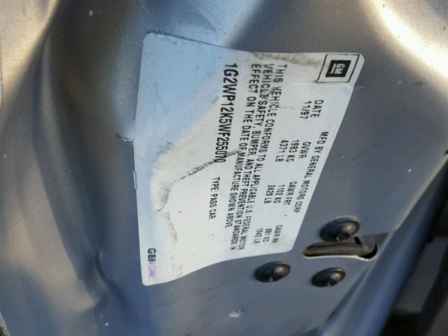 1G2WP12K5WF255070 - 1998 PONTIAC GRAND PRIX SILVER photo 10