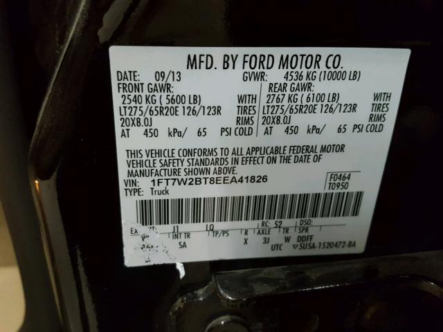 1FT7W2BT8EEA41826 - 2014 FORD F250 SUPER TWO TONE photo 10