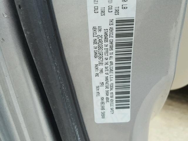 2C4RDGBG1GR367181 - 2016 DODGE GRAND CARA GRAY photo 10