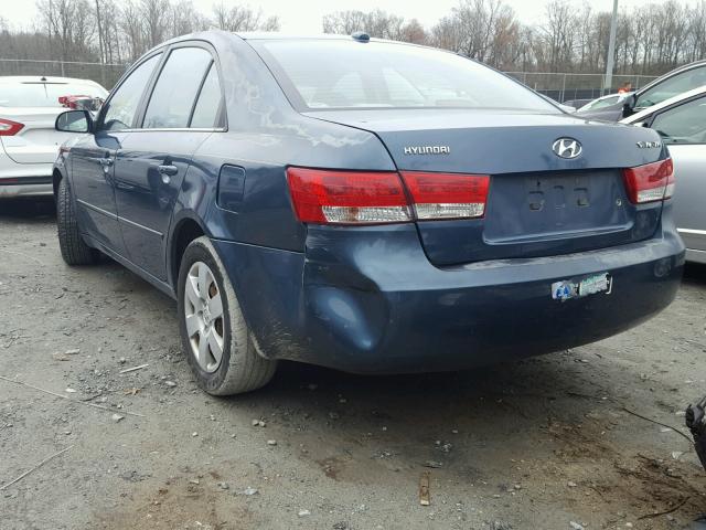 5NPET46C38H324676 - 2008 HYUNDAI SONATA GLS BLUE photo 3