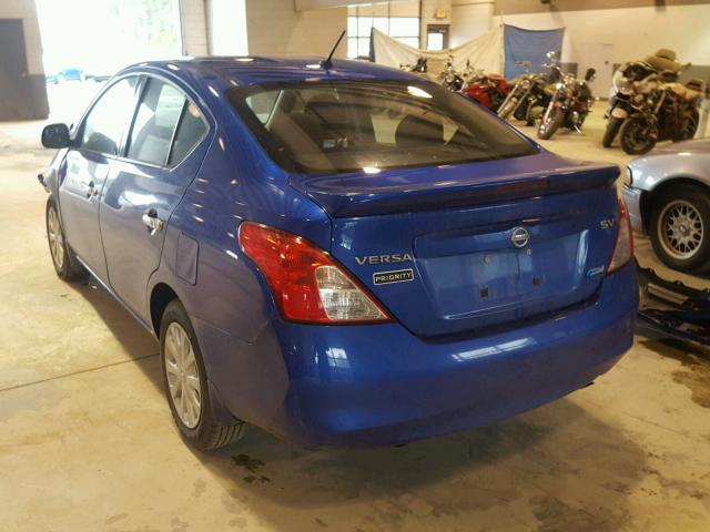 3N1CN7AP7EL801685 - 2014 NISSAN VERSA S BLUE photo 3