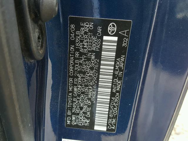 JTKDE167290277672 - 2009 TOYOTA SCION TC ორფეროვანი ფოტო 10