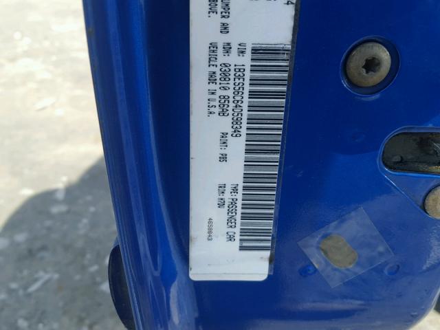 1B3ES56C64D598349 - 2004 DODGE NEON SXT BLUE photo 10