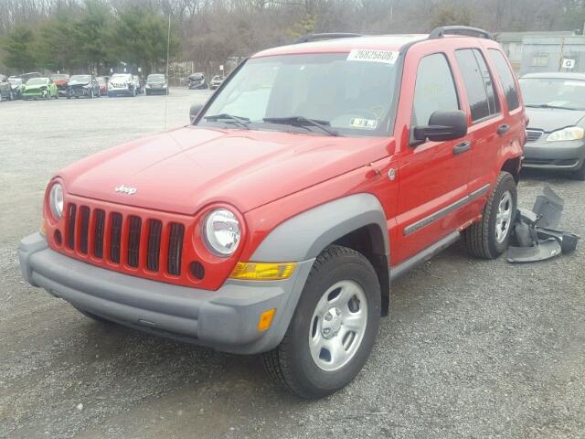 1J4GL48K75W541869 - 2005 JEEP LIBERTY SP RED photo 2